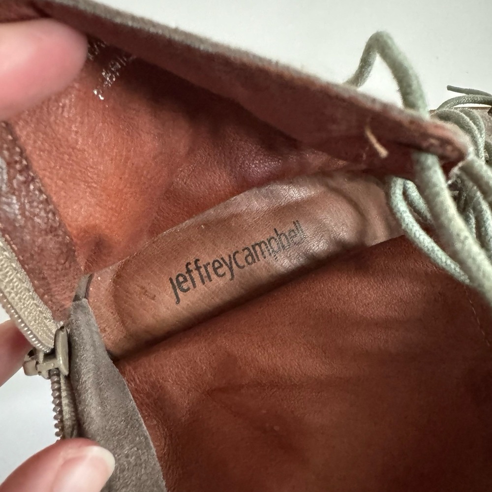 Jeffrey Campbell Cors Lace Up Suede Heeled Peep Toe Booties 8.5 Anthropologie - Picture 5 of 8